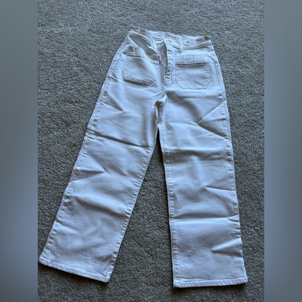 Madewell White Slim Wide-Leg Crop Jeans